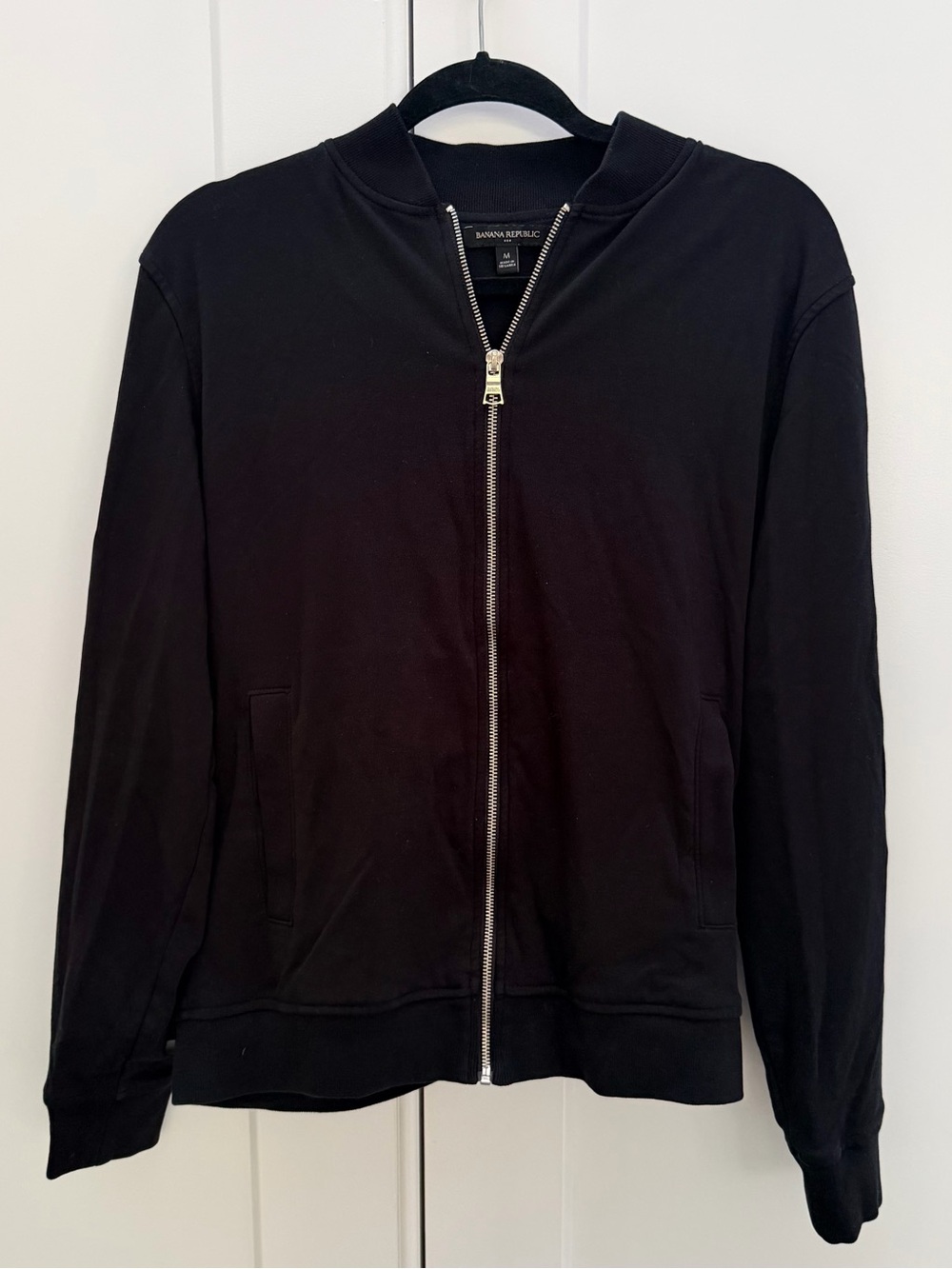 Banana Republic Black Full-Zip Bomber Jacket